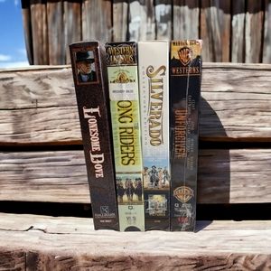 Lot Of 4 Sealed VHS Movies Western Cowboy Lonesome Dove Silverado Unforgiven